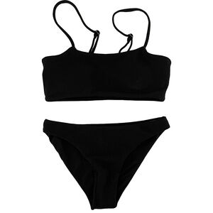 NWOT ROMWE Black Two-Piece Swimsuit with Adjustable Straps Size Small